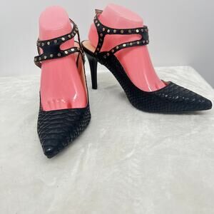 MARK NWOB Studded Ankle Snake Embossed Stiletto Heel Pumps 10 Disco Glam Prom